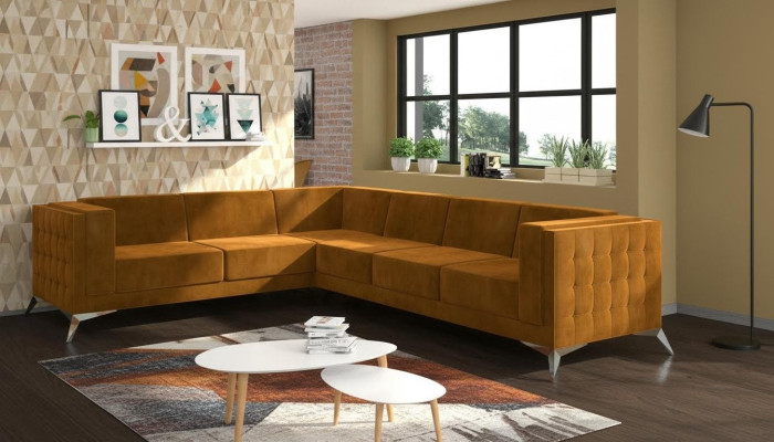Narożnikowa kanapa Materiałowa kanapa w kształcie litery L Żywy krajobraz Ustawić Design Nowoczesna Sofa