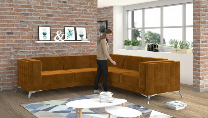 Narożnikowa kanapa Żywy krajobraz Design Sofa Couch Podkładka Siedziba Ustawić Włókienniczy