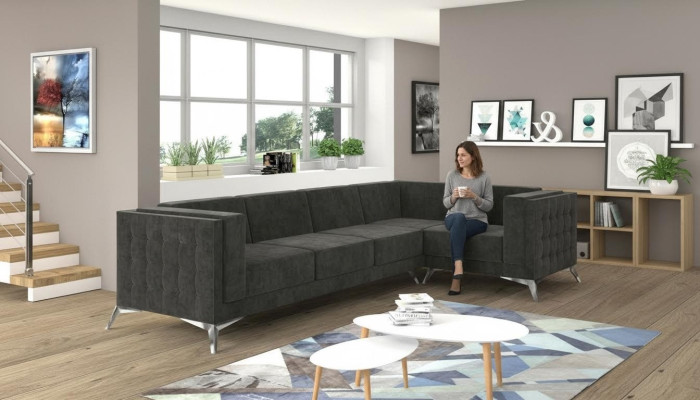 Narożnikowa kanapa Kanapa tapicerowana Chesterfield Żywy krajobraz dekoracyjny w kształcie litery L