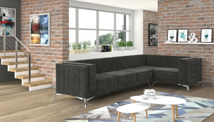 Narożnikowa kanapa Kanapa tapicerowana Chesterfield Żywy krajobraz dekoracyjny w kształcie litery L