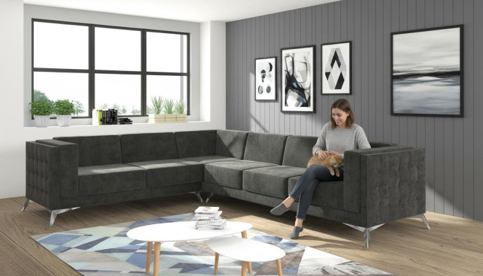 Żywy krajobraz Narożnikowa kanapa Sofa w kształcie litery L kanapa dekoracyjny projekt kanapa Włókienniczy nowoczesny