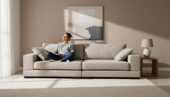 Sofa 4 miejsce do siedzenia sofy materiałowe luksusowa designerska kanapa kanapy duża Podkładka Lümmel 274cm