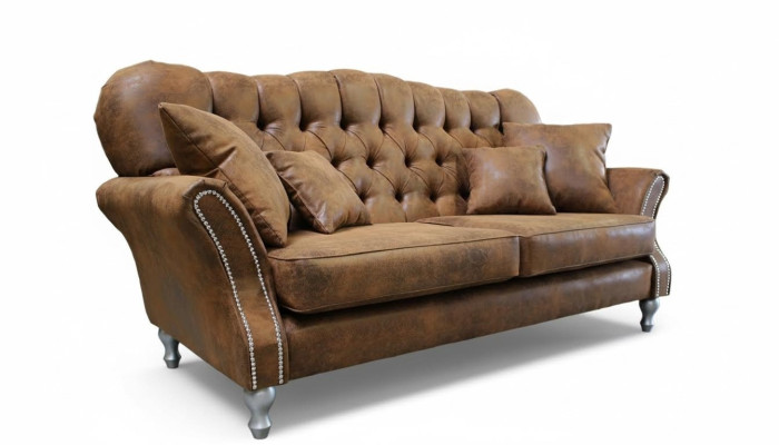 Vintage Chesterfield Zestaw sofowy Couch Podkładka Sofa Skóra 3+1 miejsce do siedzenia Zestaw