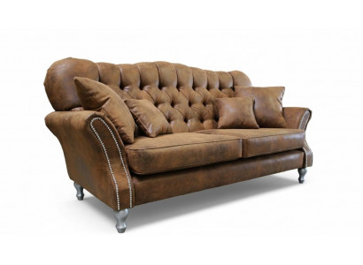Vintage Chesterfield Zestaw sofowy Couch Podkładka Sofa Skóra 3+1 miejsce do siedzenia Zestaw