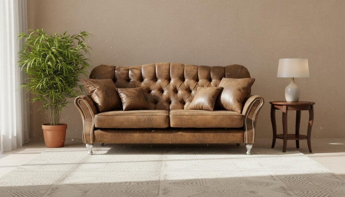 Sofa Kanapa Podkładka 3 miejsce do siedzenia Skóra Sofy Kanapy Siedziba Chsterfield Design