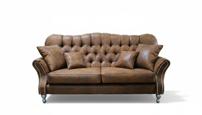 Sofa Kanapa Podkładka 3 miejsce do siedzenia Skóra Sofy Kanapy Siedziba Chsterfield Design