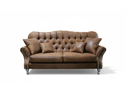 Sofa Kanapa Podkładka 3 miejsce do siedzenia Skóra Sofy Kanapy Siedziba Chsterfield Design