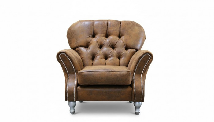 Design Fotel 1 miejsce siedzące Brown Włókienniczy Luxury Club Lougne Sofa TV Chesterfield
