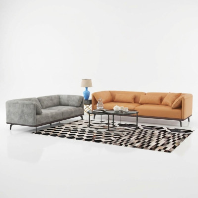 Zestaw sofowy 4+3+2 skórzana sofa kanapa Żywy krajobraz Ustawić projekt nowoczesnej sofy