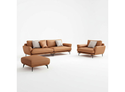 Zestaw sofowy 4+3+2 skórzana sofa kanapa Żywy krajobraz Ustawić Design Modern Sofa