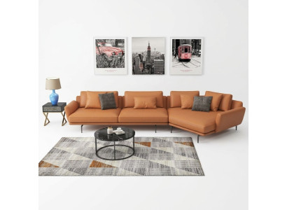 Narożnikowa kanapa Kanapa Materiałowa w kształcie litery L Żywy krajobraz Ustawić Design Nowoczesna Sofa Trapezowa Nowość