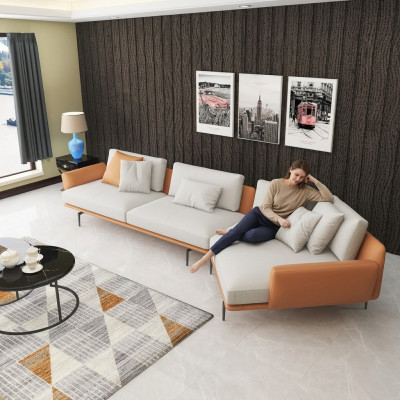 Narożnikowa kanapa Materiałowa kanapa w kształcie litery L Żywy krajobraz Ustawić Design Nowoczesna Sofa Nowe Sofy