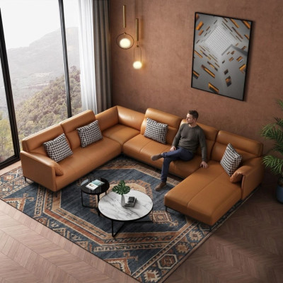 Żywe krajobrazy Narożnikowa kanapa Kanapa Ustawić Skóra Podkładka Siedziba Narożnik Sofa U w kształcie xxl