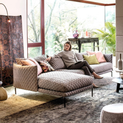 Narożnikowa kanapa Kanapa w kształcie litery L Żywy krajobraz Ustaw Design Sofa Modern Materiał Włókienniczy Nowość