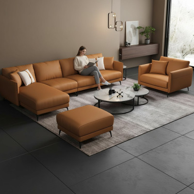 Narożnikowa kanapa + Fotel skórzana sofa kanapa Żywy krajobraz Ustawić Design Nowoczesna Sofa Siedziba
