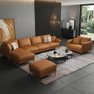 Narożnikowa kanapa + Fotel skórzana sofa kanapa Żywy krajobraz Ustawić Design Nowoczesna Sofa Siedziba