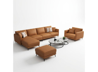 Narożnikowa kanapa + Fotel skórzana sofa kanapa Żywy krajobraz Ustawić Design Nowoczesna Sofa Siedziba