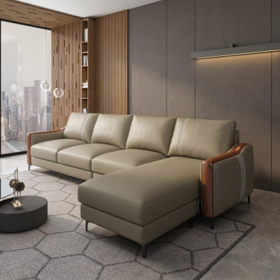 Siedziba skórzana sofa kanapa Żywy krajobraz Ustawić Design Nowoczesne sofy Narożnikowa kanapa w kształcie litery L