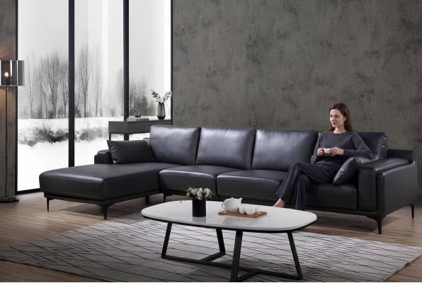 Sofa Design Narożnikowa kanapa LForm Skórzana Sofa Couch Żywy krajobraz Ustawić Nowoczesne Sofy