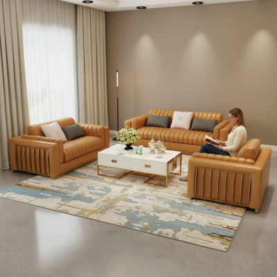 Luksusowa Sofa Skórzana Kanapa Żywy krajobraz Ustawić Design Nowoczesne Sofy Sofa 3+2+1 Nowość