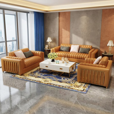 Luksusowa Sofa Skórzana Kanapa Żywy krajobraz Ustawić Design Nowoczesne Sofy Sofa 3+2+1 Nowość