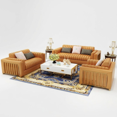 Luksusowa Sofa Skórzana Kanapa Żywy krajobraz Ustawić Design Nowoczesne Sofy Sofa 3+2+1 Nowość