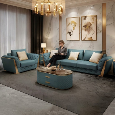Zestaw sofowy 3+2+1 miejsce do siedzenia Żywy krajobraz Sofa Couch Podkładka Sofy Ustawić Skóra