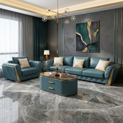 Zestaw sofowy 3+2+1 miejsce do siedzenia Żywy krajobraz Sofa Couch Podkładka Sofy Ustawić Skóra