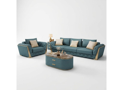 Zestaw sofowy 3+2+1 miejsce do siedzenia Żywy krajobraz Sofa Couch Podkładka Sofy Ustawić Skóra