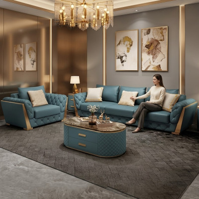 Sofa 3 miejsce do siedzenia Żywy krajobraz Sofy Kanapa Podkładka Ustawić Materiał Modern Skóra