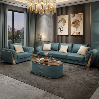 Sofa 3 miejsce do siedzenia Żywy krajobraz Sofy Kanapa Podkładka Ustawić Materiał Modern Skóra