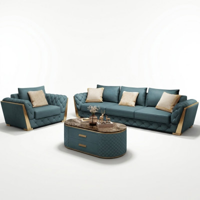 Sofa 3 miejsce do siedzenia Żywy krajobraz Sofy Kanapa Podkładka Ustawić Materiał Modern Skóra