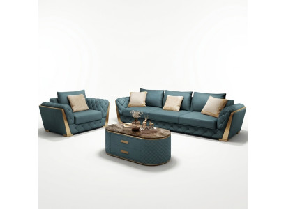 Sofa 3 miejsce do siedzenia Żywy krajobraz Sofy Kanapa Podkładka Ustawić Materiał Modern Skóra