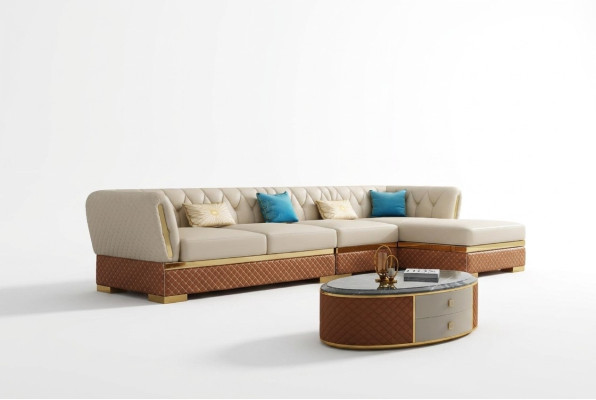 Narożnikowa kanapa skórzana sofa w kształcie litery L Żywy krajobraz Ustawić Design Nowoczesne sofy Narożnik