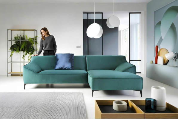 Design Narożnikowa kanapa Kształt L Nowoczesne Sofy Materiał Włókienniczy Kanapa Żywy krajobraz Sofa Aksamit