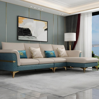 Design Narożnikowa kanapa Nowoczesne sofy w kształcie litery L Sofa skórzana Kanapa Żywy krajobraz Nowoczesna sofa