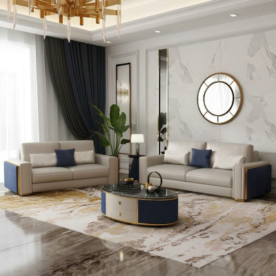 Zestaw sofowy 3+2+1 Design Nowoczesne sofy Sofa skórzana Sofa Żywy krajobraz Sofa Siedziba