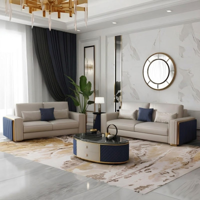 Zestaw sofowy 3+2+1 zestaw stolik kawowy designerskie sofy skórzana sofa kanapa Żywy krajobraz