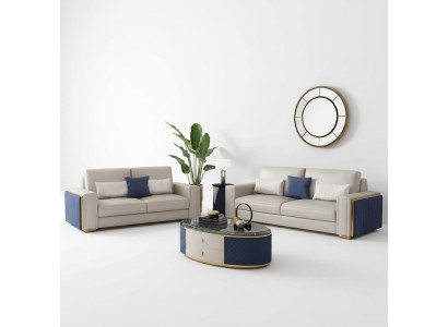 Zestaw sofowy 3+2+1 zestaw stolik kawowy designerskie sofy skórzana sofa kanapa Żywy krajobraz
