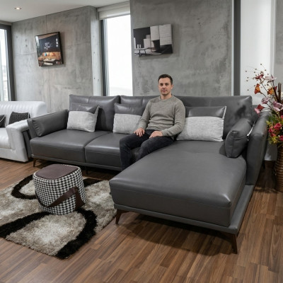Narożnik Narożnikowa kanapa L-shape Żywy krajobraz Sofa Kanapa Podkładka Ustawić Materiał Skóra Sofy