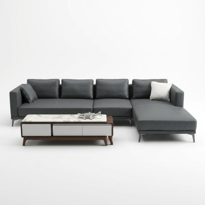 Narożnik Narożnikowa kanapa L-shape Żywy krajobraz Sofa Kanapa Podkładka Ustawić Materiał Sofy Skóra