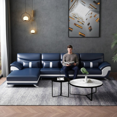 Narożnik Narożnikowa kanapa L-shape Żywy krajobraz Sofa Kanapa Ustawić Podkładkę Materiał Sofy Skóra