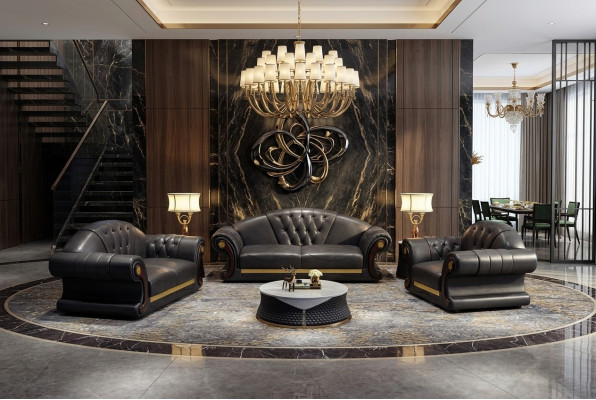 Klasyczna Sofa Chesterfield Sofa Podkładka Ustawić Trzyosobową Skórę 3 miejsce do siedzenia