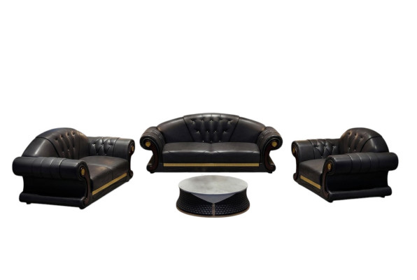 Klasyczna Sofa Chesterfield Sofa Podkładka Ustawić Trzyosobową Skórę 3 miejsce do siedzenia