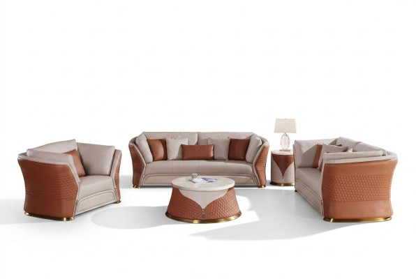 Żywy krajobraz Sofy Kanapa Podkładka Sofa 3 miejsce siedzące Ustawić Skórzana Sofa Modern New