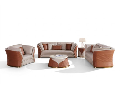 Żywy krajobraz Sofy Kanapa Podkładka Sofa 3 miejsce siedzące Ustawić Skórzana Sofa Modern New