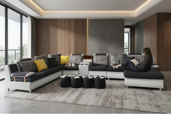 Narożnikowa kanapa Kształt U Żywy krajobraz Sofa Couch Podkładka Narożnik Ustawić Materiał Sofy Nowość
