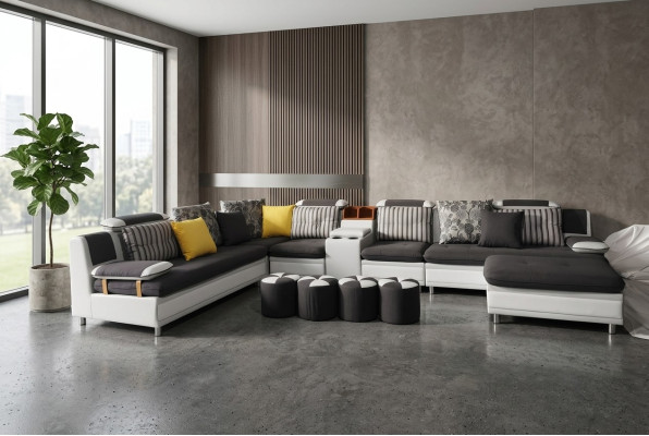 Narożnikowa kanapa Kształt U Żywy krajobraz Sofa Couch Podkładka Narożnik Ustawić Materiał Sofy Nowość