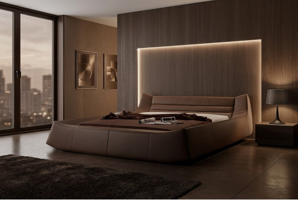 Łóżko Podkładka Design Luksusowe podwójne łóżko hotelowe Sleep Pokój Skóra Materiał Modern