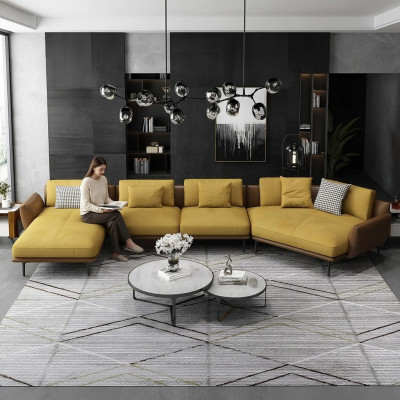 Narożnikowa kanapa L-shape Żywy krajobraz Sofa Couch Podkładka Narożnik Ustawić Skóra Sofy Nowość